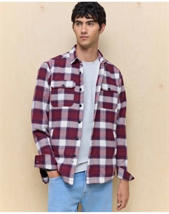 Мужская рубашка в клетку с флисовой подкладкой, фиолетовый Easy wear