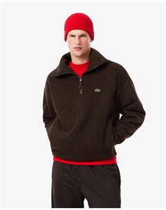 Мужская толстовка с высоким воротником и молнией из флиса, белого цвета Lacoste