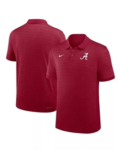 Мужская поло для тренеров Alabama Crimson Tide 2025 Early Season в малиновом цвете с победной полосой, модель Victory Stripe Performance Nike