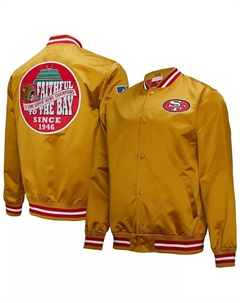 Мужская золотая куртка San Francisco 49ers Double Down на пуговицах из сатина Mitchell and ness