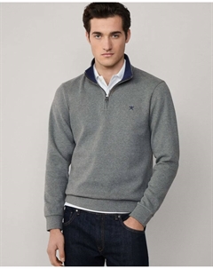 Мужская толстовка с круглым вырезом, двойная вязка, темно-серый Hackett