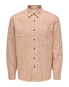 Мужская рубашка в клетку свободного кроя, бежевый Only & sons
