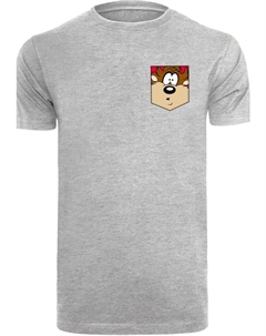 Футболка Looney Tunes Tasmanian Devil Face Faux Pocket, пестрый серый F4nt4stic