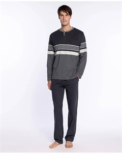 Мужская длинная пижама трикотажная, темно-серый Punto blanco