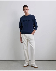 Мужская толстовка без капюшона с рельефным логотипом, темно-синий Scalpers