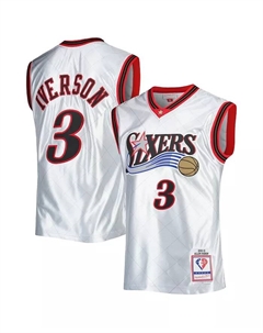 Мужская баскетбольная майка Allen Iverson Philadelphia 76ers Hardwood Classics 75th Anniversary Swingman, сезон 2000-01, коллекция Platinum Mitchell and ness