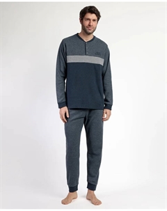 Длинная мужская пижама из миланской вязки серого цвета Admas