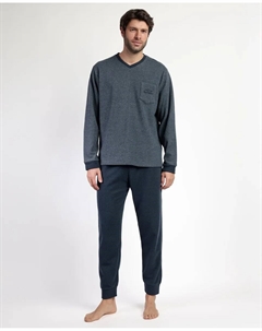 Длинная мужская пижама из миланской вязки серого цвета Admas