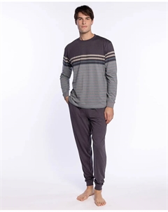 Мужская длинная пижама трикотажная, серый Punto blanco