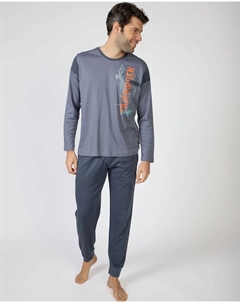 Мужская пижама из трикотажного хлопка с длинными штанинами, серый Massana