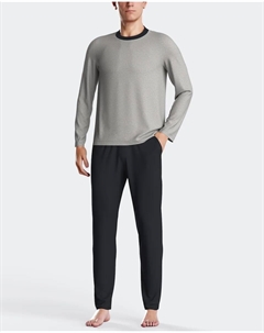 Мужская длинная трикотажная пижама с эластичным поясом, серый/черный Impetus
