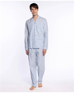 Мужская длинная пижама из ткани, синий/белый Punto blanco