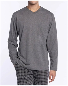 Мужская длинная пижама трикотажная, серый Punto blanco