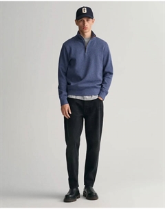 Мужская хлопковая толстовка с полузастежкой-молнией, синий Gant