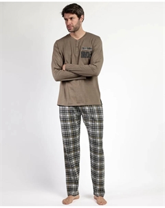 Длинная мужская пижама из зеленого хлопкового трикотажа Admas