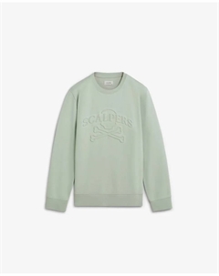 Мужская толстовка без капюшона, обычного кроя, с логотипом и рельефным черепом на груди, светло-зеленый Scalpers