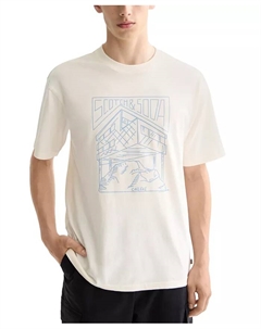 Мужская футболка с принтом Relaxed Fit с коротким рукавом и круглым вырезом, загар/бежевый Scotch&soda