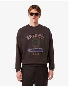 Мужская флисовая толстовка с вышивкой Heritage коричневого цвета Lacoste