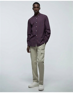 Рубашка из поплина в клетку, бордовый Сфера