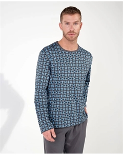 Мужская пижама из трикотажа с длинными штанинами и принтом, мультиколор Hom