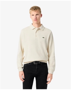 Мужской свитшот с воротником поло из хлопка в рубчик, коричневый Lacoste