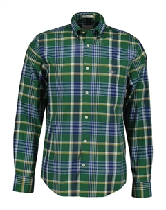 Мужская рубашка в клетку из хлопка с обычным кроем, зеленый Gant
