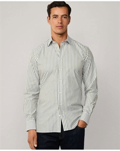 Мужская рубашка в полоску Bengal с приталенным кроем, военный зеленый Hackett