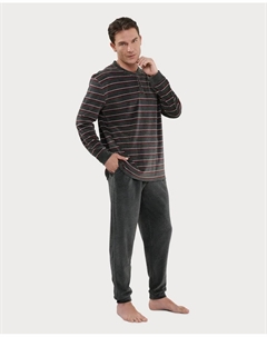 Длинная бархатная пижама с мужской планкой, красный El búho nocturno