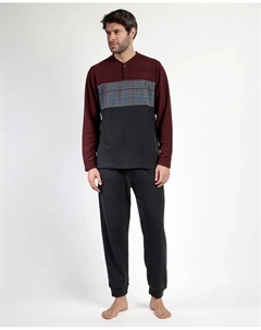 Мужская пижама длинная из миланской ткани бордового цвета Admas