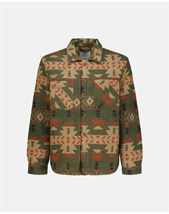 Мужская рубашка-оверсайз с принтом и подкладкой из овечьей шерсти, зеленый Green coast