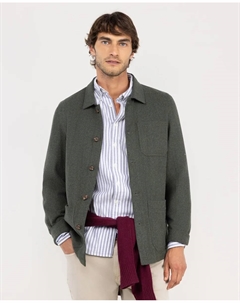 Мужская рубашка из однотонной шерсти, зеленый El ganso