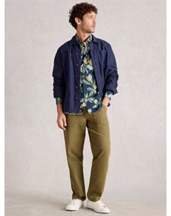 Футболка Finsbury Cotton Regular Fit с принтом листьев, Navy/Multi White stuff