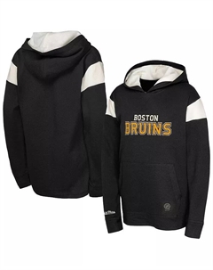 Мужская черная легкая толстовка с капюшоном Boston Bruins на флисе Mitchell and ness