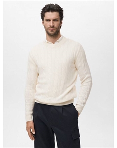 Бимбо шерстяной джемпер с круглым вырезом, Light Beige Mango