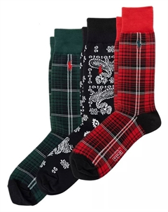 Мужской подарочный набор: 3 рубленых банданы и клетчатые носки, мультиколор Polo ralph lauren