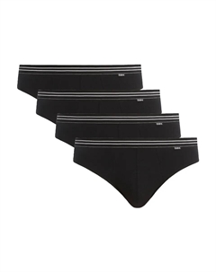 Набор из четырех черных хлопковых трусов с эластичной поясной резинкой и дизайнерским поясом Dim