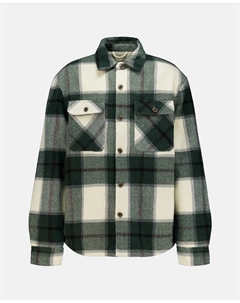 Мужская рубашка-овершейт в клетку с утепленной подкладкой из искусственного овчины, зеленый Green coast
