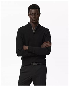 Мужской вязаный свитер Perkins Neck, черный Mango