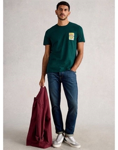 Футболка Abersoch Cotton Regular Fit с велосипедным принтом, Green/Multi White stuff