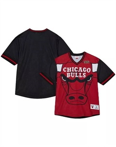 Мужская футболка Chicago Bulls Jumbotron 3.0 с V-образным вырезом, красная, сетчатая Mitchell and ness