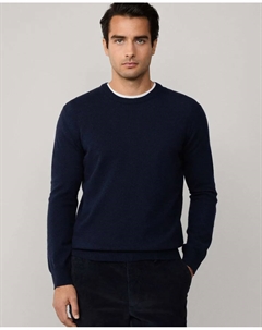Свитер из смеси мериносовой шерсти с круглым вырезом, темно-синий Hackett