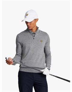 Джемпер с полумолнией из мериносовой шерсти для гольфа, Mid Grey Marl Lyle & scott