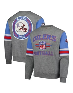 Мужской худи с принтом Houston Oilers в винтажном стиле, цвет хизер-серый Mitchell and ness