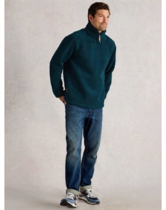 Борг полу-зип свитер, Mid Teal White stuff