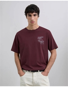 Мужская футболка с коротким рукавом с принтом на груди и спине, бордовый Scalpers