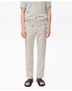 Мужские брюки Slim-Fit из льна, загар/бежевый Mango