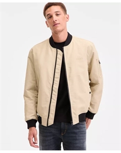 Мужская куртка-бомбер Baken2435 приталенного кроя из сатина, загар/бежевый Hugo boss