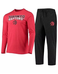 Мужской черно-красный комплект для сна Toronto Raptors с длинным рукавом: футболка и брюки Concepts sport