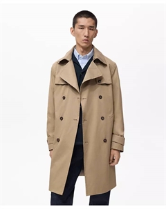 Мужской водоотталкивающий тренч с поясом, загар/бежевый Mango