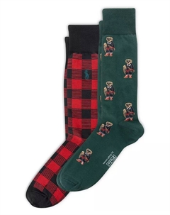 Мужские праздничные носки с медвежатами 2 шт, зеленый Polo ralph lauren